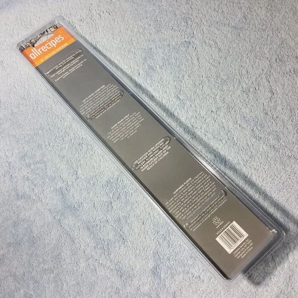 New Allrecipes 8 Inch Chef Knife Stainless Steel Beige Off White Handle NIP